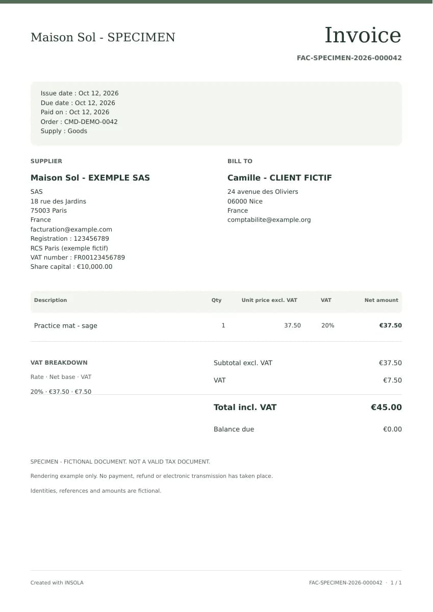 Original invoice